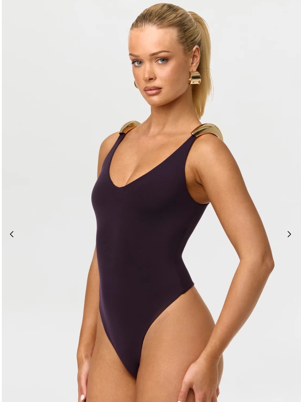 Naked Wardrobe Gold Shoulder Tank Bodysuit